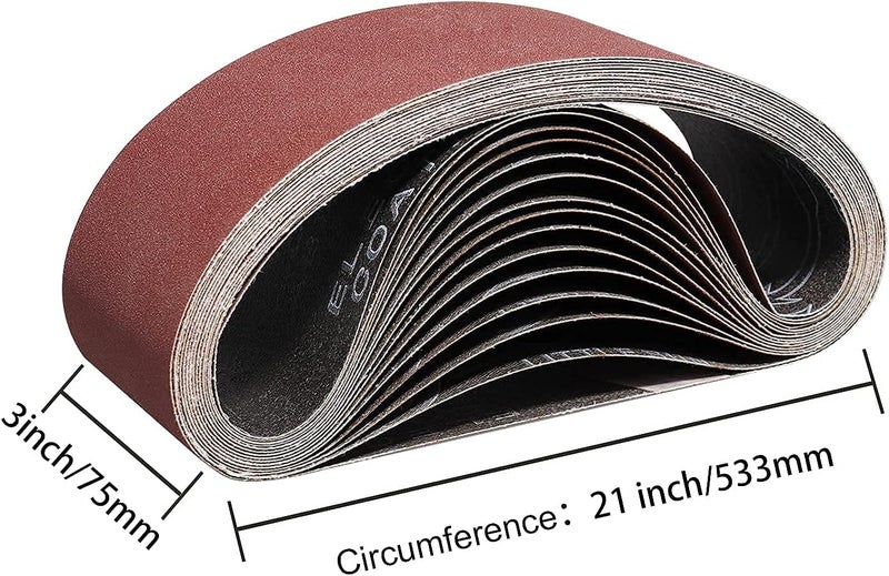 POTUINOM 3 x 21 Inch Sanding Belts 120 Grits - 12 Pack Aluminum Oxide Sander Belts for Belt Sander Best for Sanding Wood,Metal and Paint - Image 2